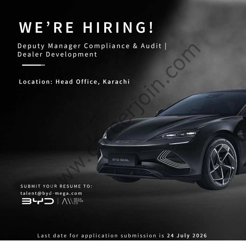 BYD Pakistan Jobs Deputy Manager Compliance & Audit 2