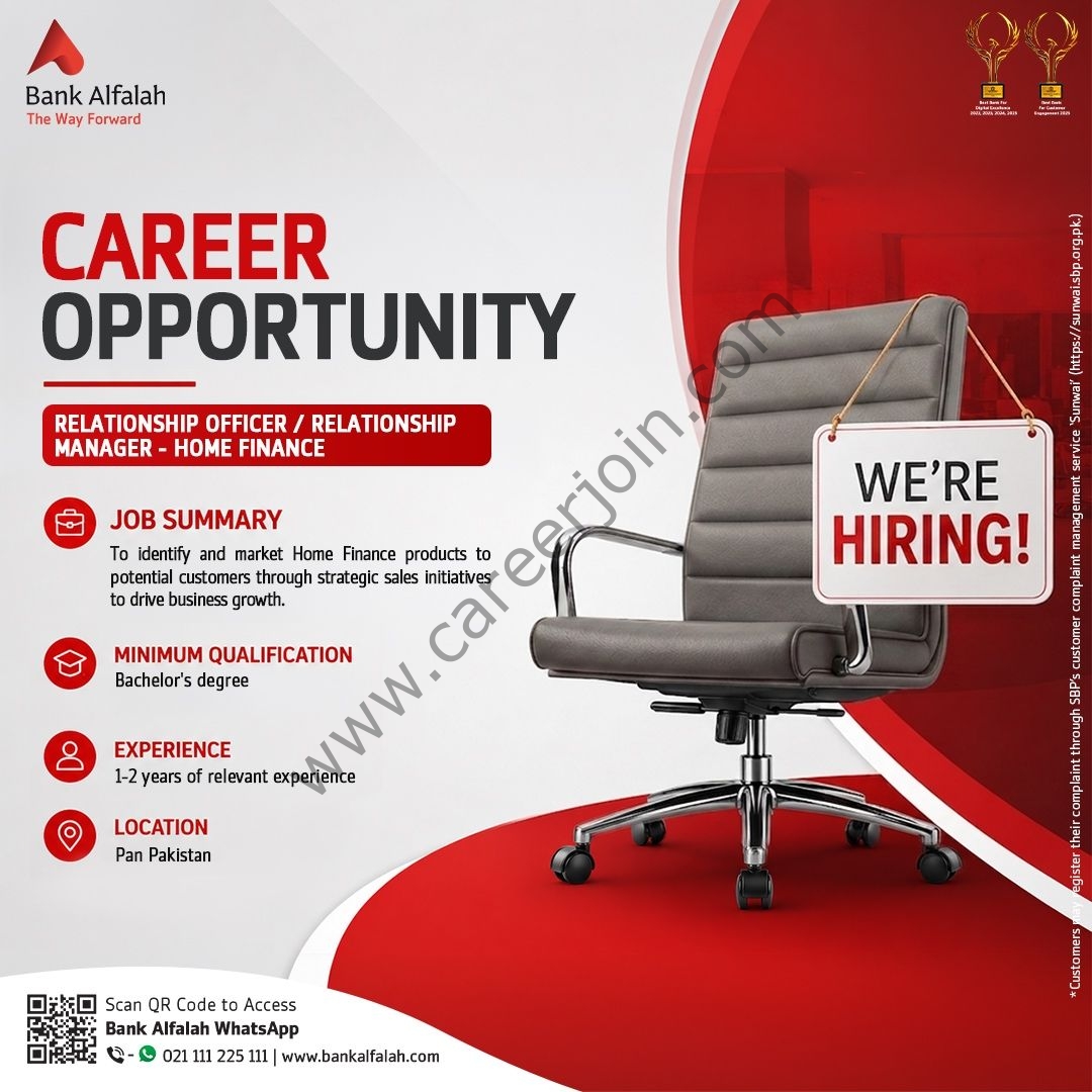 Bank Alfalah Jobs Relationship Officer / Manager Home Finance 1