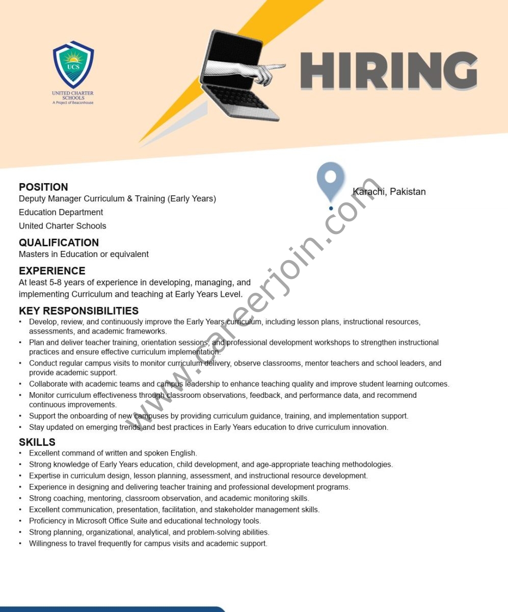 United Charter Schools Jobs Deputy Manager Curriculum & Training (Early Years) 1