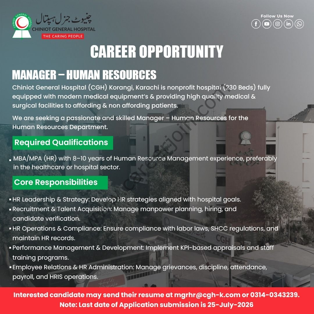Chiniot General Hospital Jobs Manager Human Resources 1