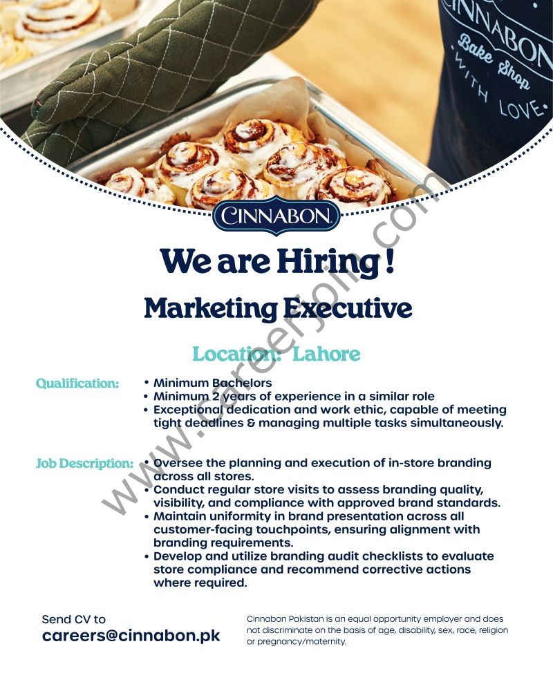 Cinnabon Pakistan Jobs Marketing Executive 1