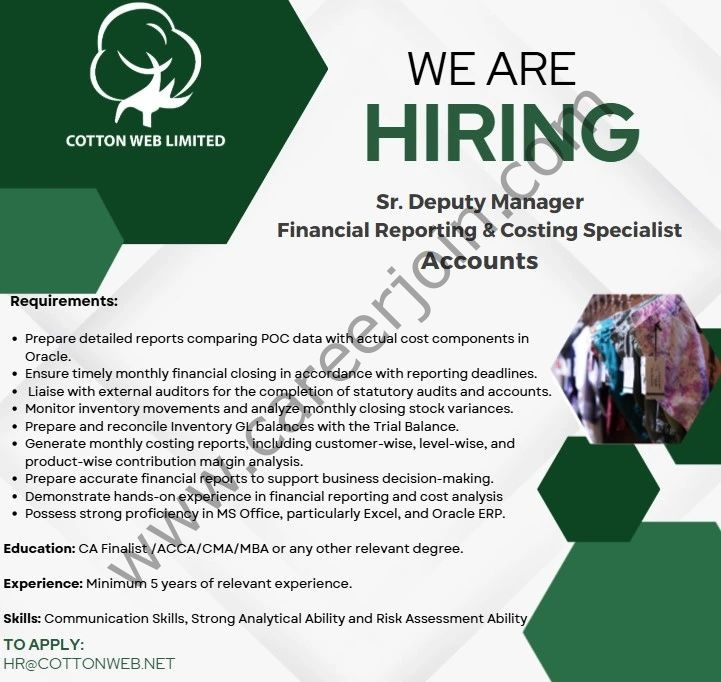 Cotton Web Limited Jobs Senior Deputy Manager (Accounts) 1