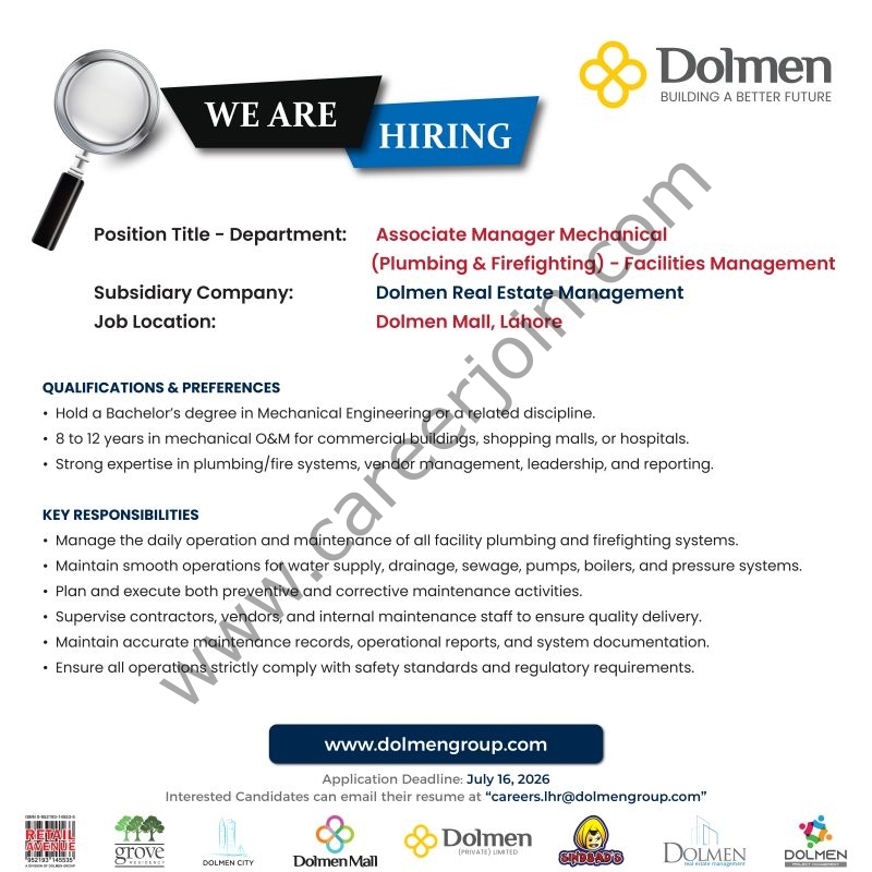 Dolmen Group Jobs Associate Manager Mechanical 1