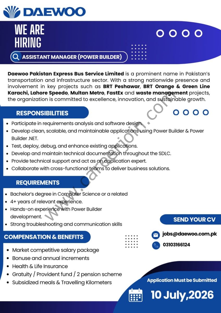 Daewoo Express Jobs Assistant Manager (Power Builder) 1