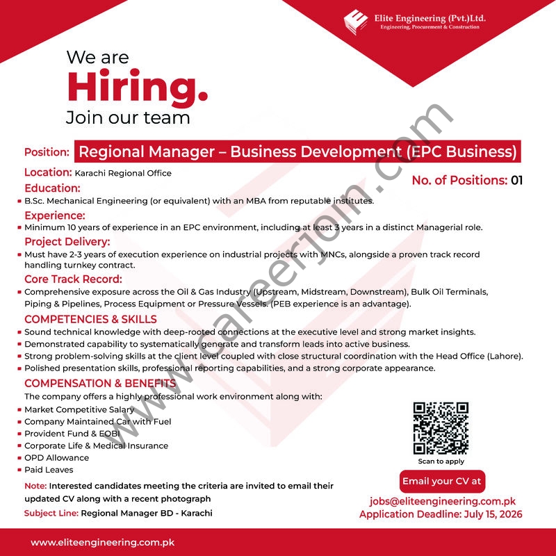 Elite Engineering Pvt Ltd Jobs Regional Manager Business Development 1
