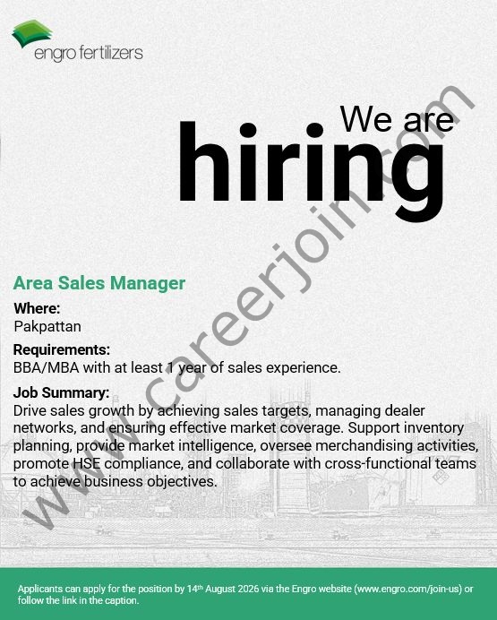 Engro Fertilizers Limited Jobs August 2026 2