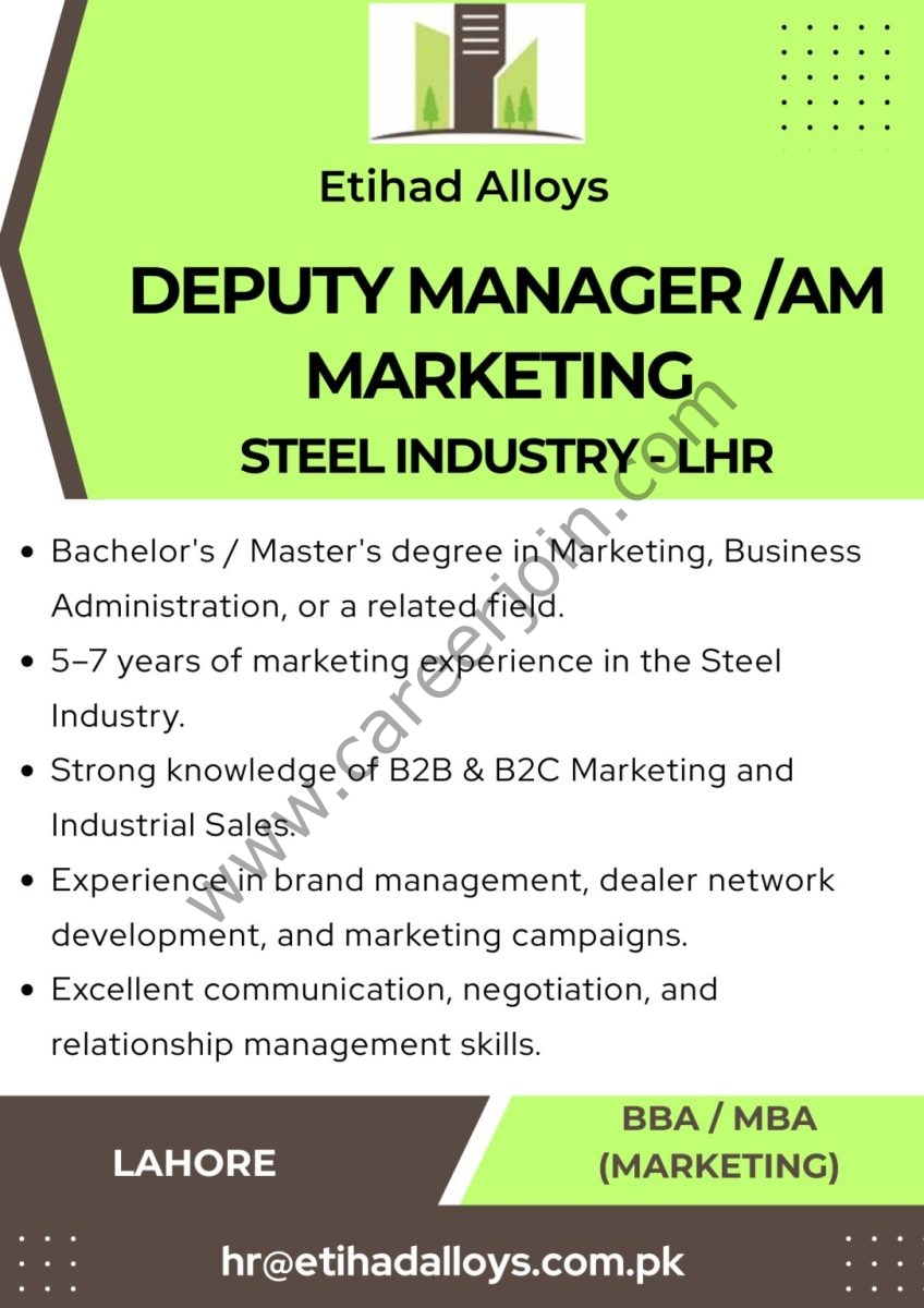 Etihad Alloys Pvt Ltd Jobs July 2026 1