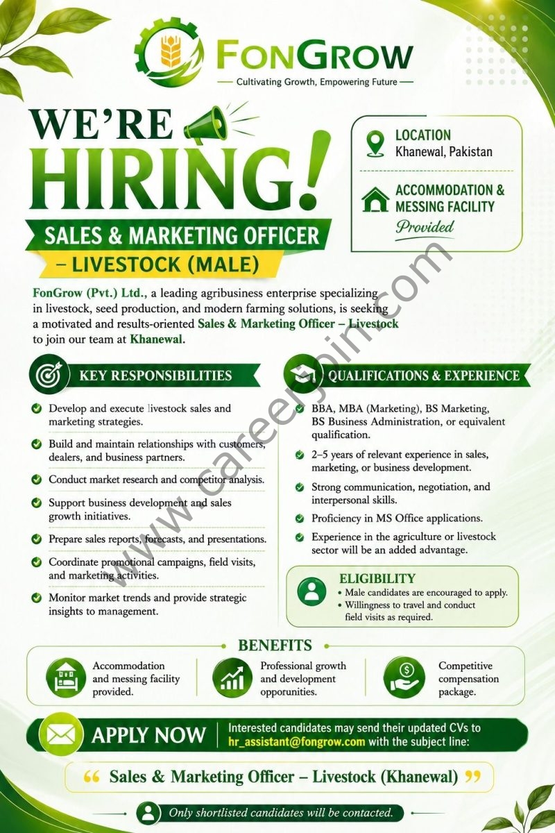 FonGrow Pvt Ltd Jobs Sales & Marketing Officer Livestock 1