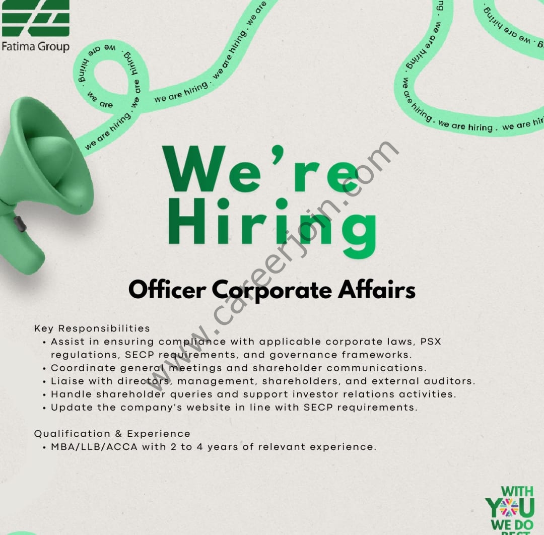 Fatima Group Jobs August 2026 2