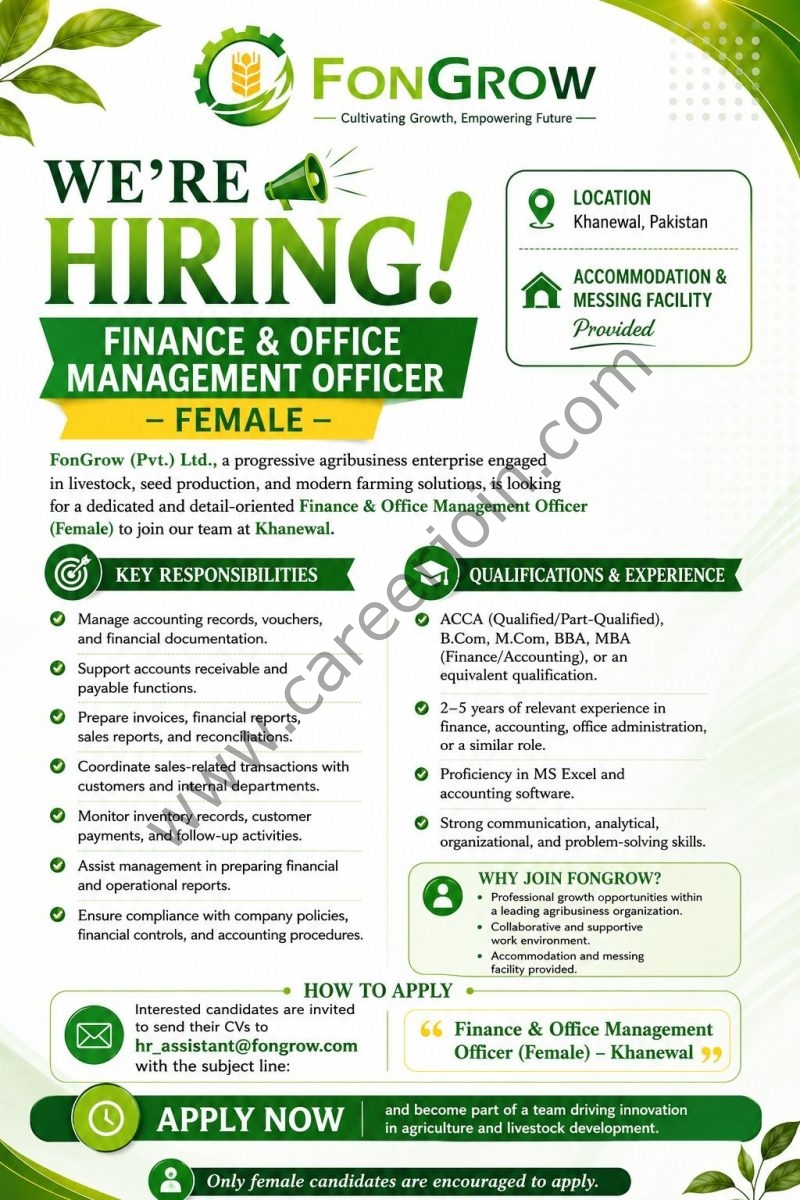 Fongrow (Pvt) Ltd Jobs Accounts & Sales Officer 1