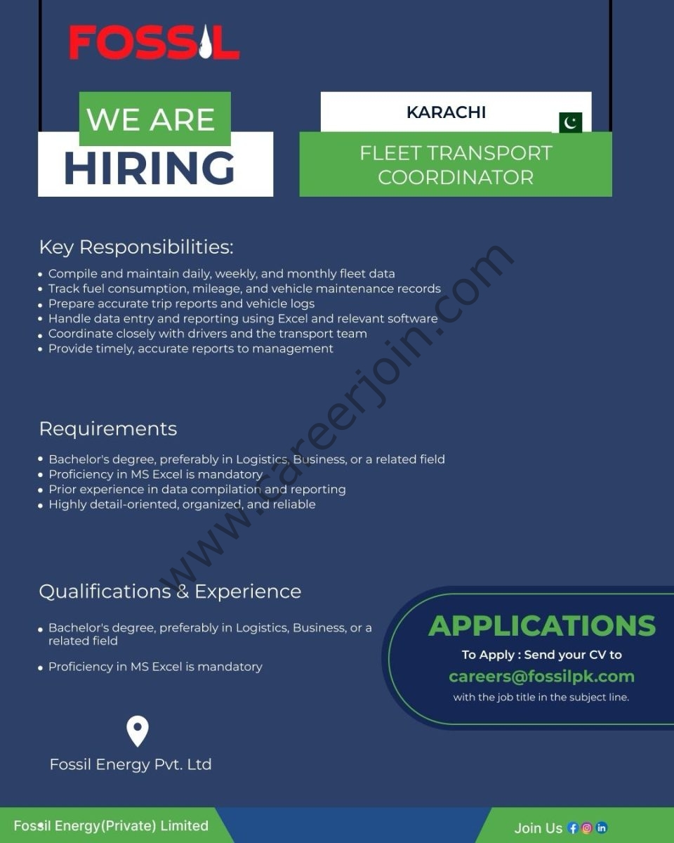 Fossil Energy Limited Jobs Fleet Transport Coordinator 1
