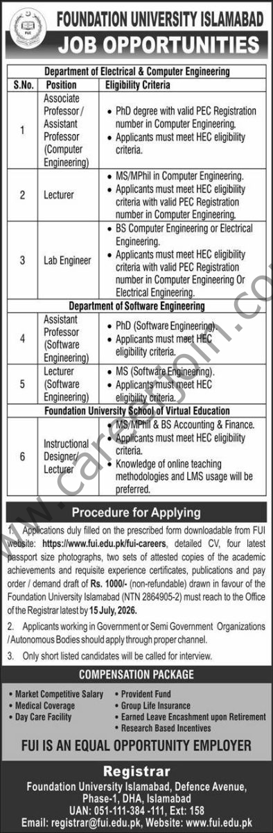 Foundation University Islamabad Jobs 05 July 2026 Express 01 1