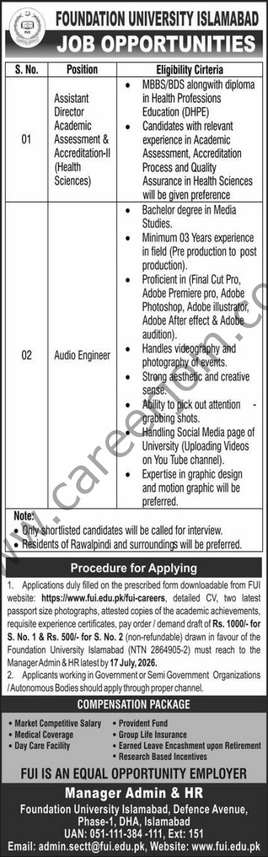 Foundation University Islamabad Jobs 05 July 2026 Express 1