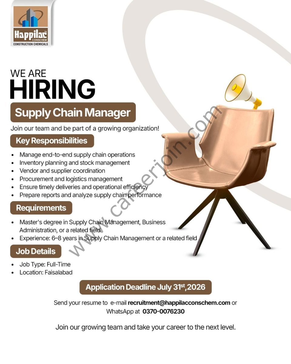 Happilac Conschem Jobs Supply Chain Manager 1