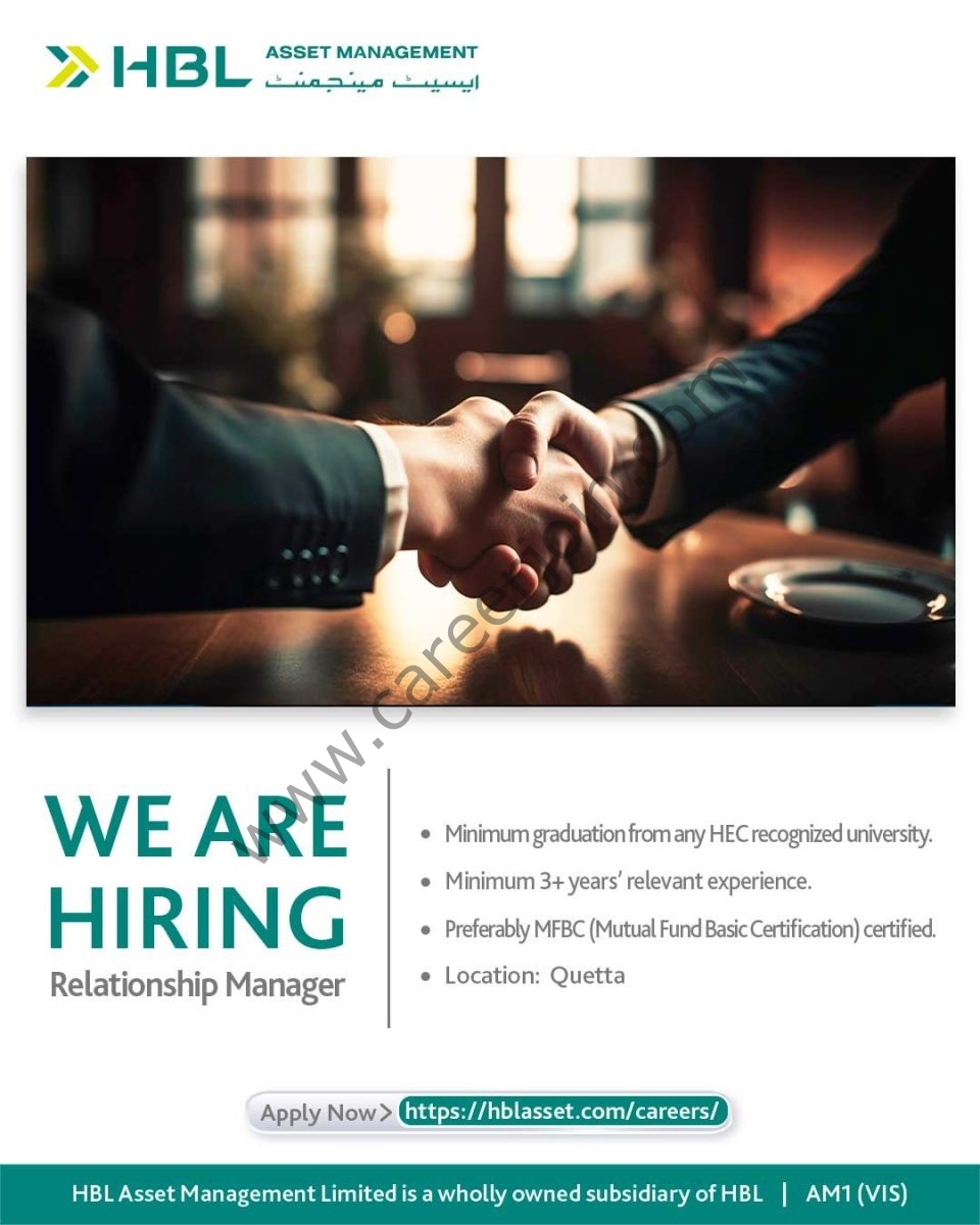 HBL Asset Management Jobs Relationship Manager  1
