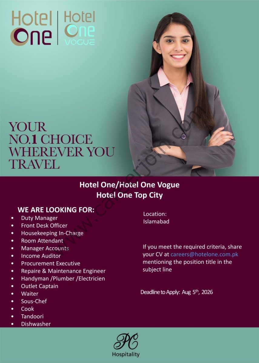 Hotel One Pvt Ltd Jobs August 2026 1