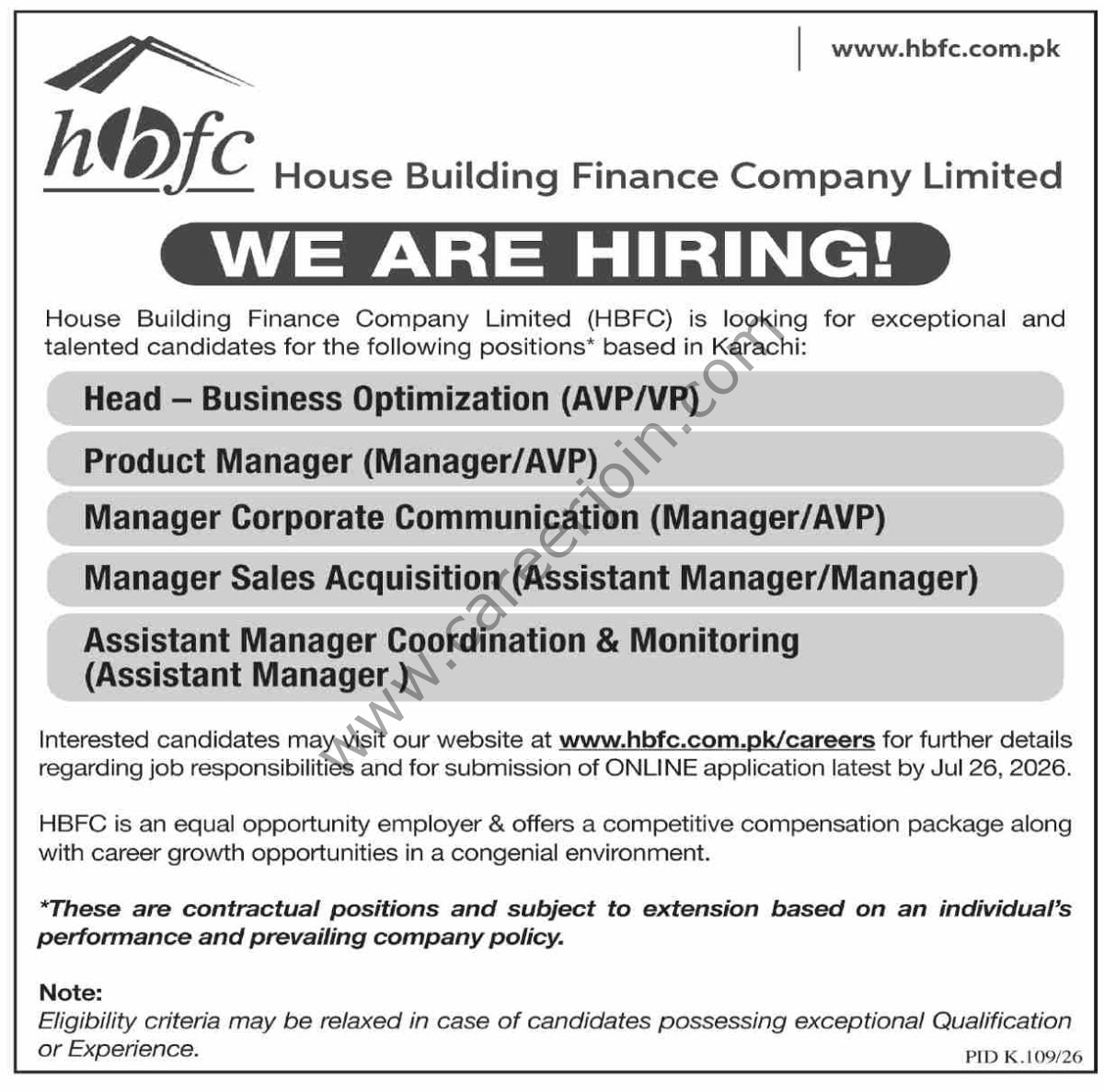 House Building Finance Co Ltd HBFC Jobs 12 July 2026 Dawn 1