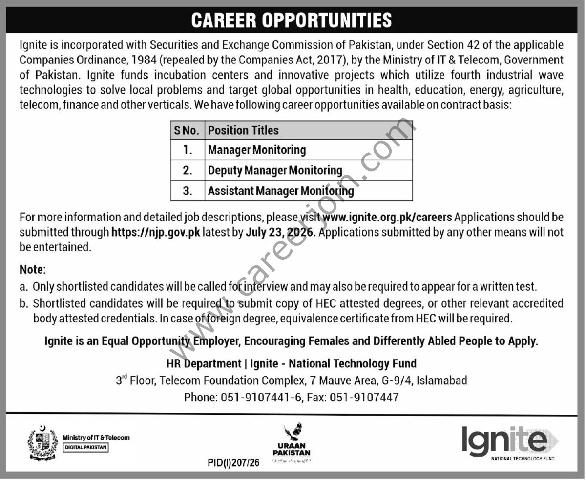 Ignite Jobs 08 July 2026 Express Tribune 1