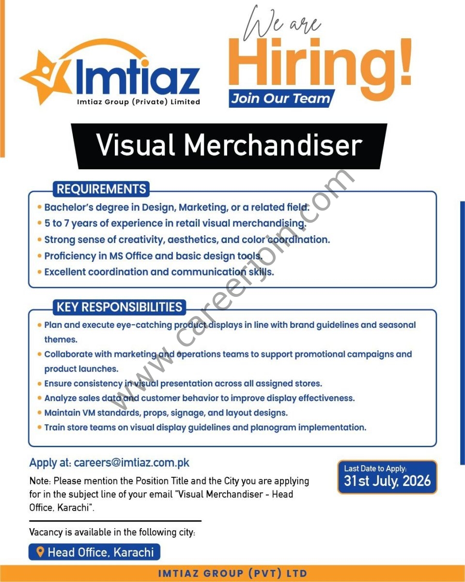 Imtiaz Super Market Jobs Visual Merchandiser 1