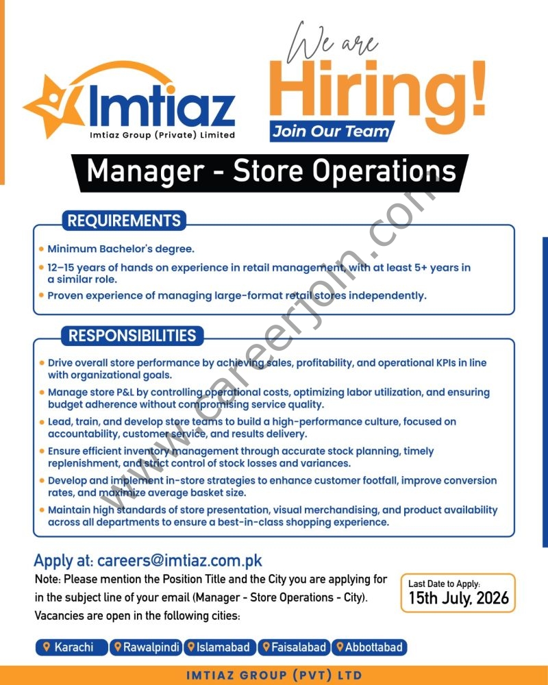 Imtiaz Super Market Jobs Manager Store Operations 1