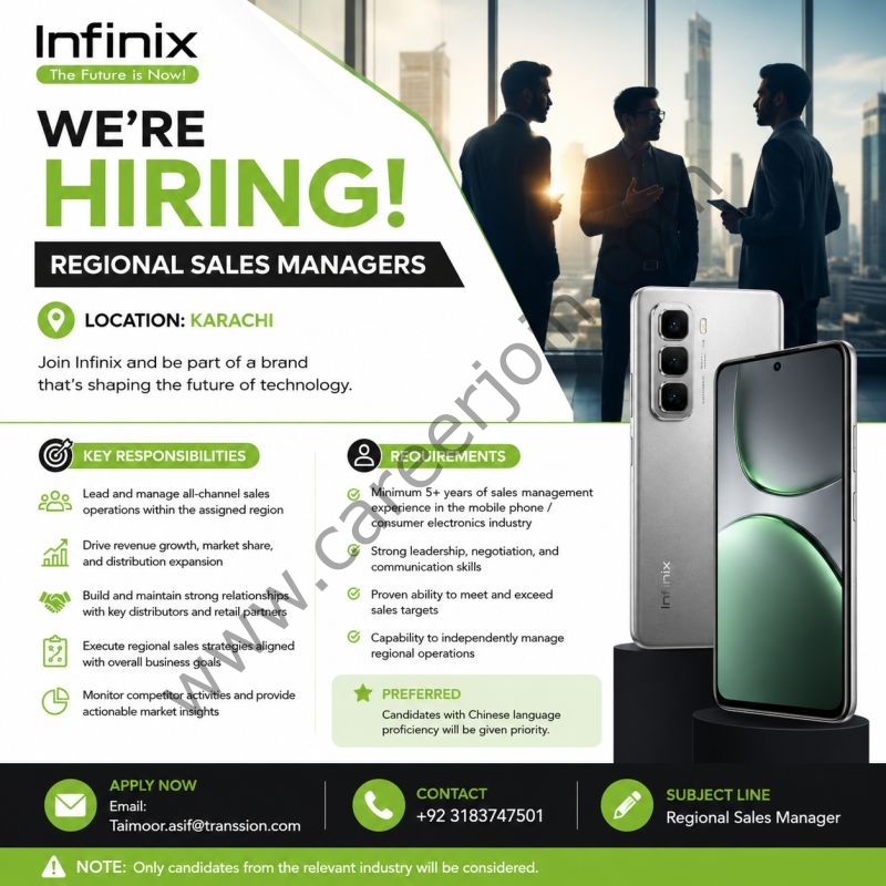 Infinix Pakistan Jobs Regional Sales Managers 1