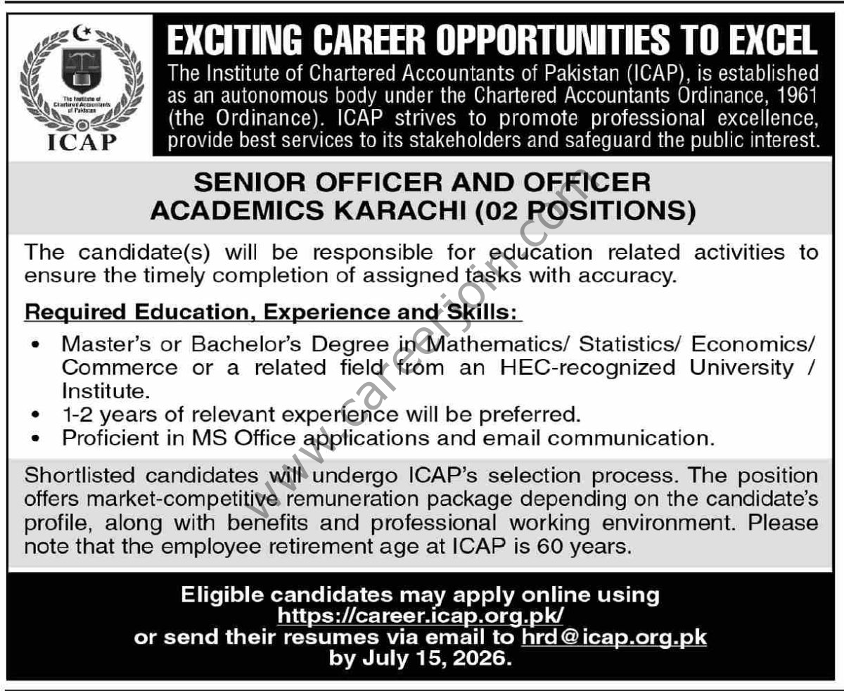 Institute of Chartered Accountants of Pakistan ICAP Jobs 20 June 2026 Dawn 1