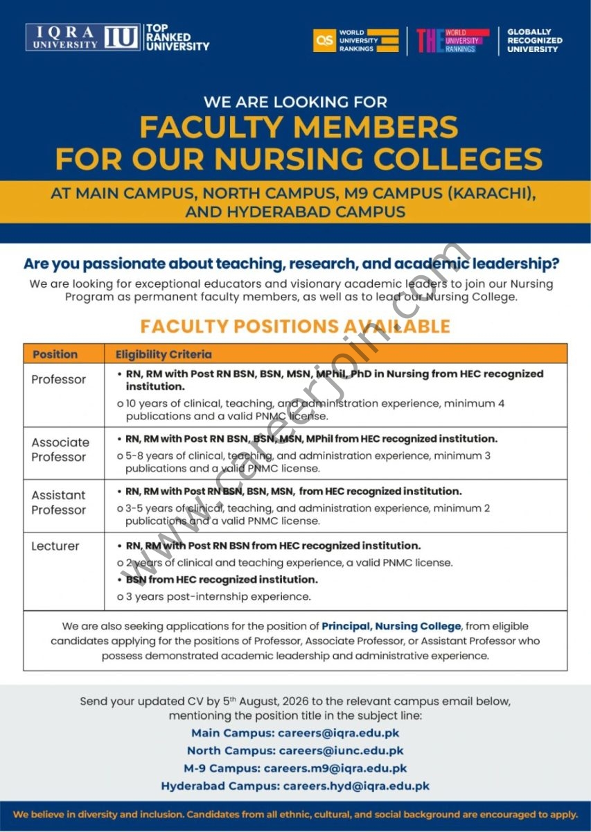 Iqra University Jobs July 2026 1