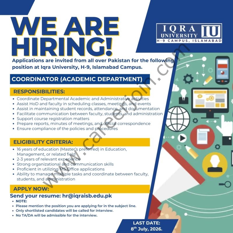 Iqra University IU Jobs July 2026 1