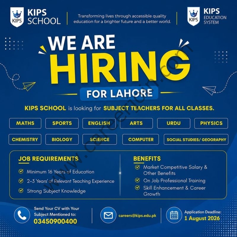 KIPS School Jobs Subject Teachers 1