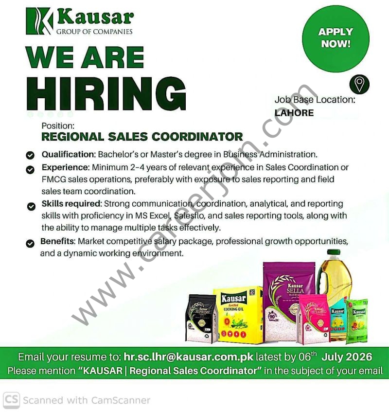 Kausar Group Of Companies Jobs Regional Sales Coordinator 1
