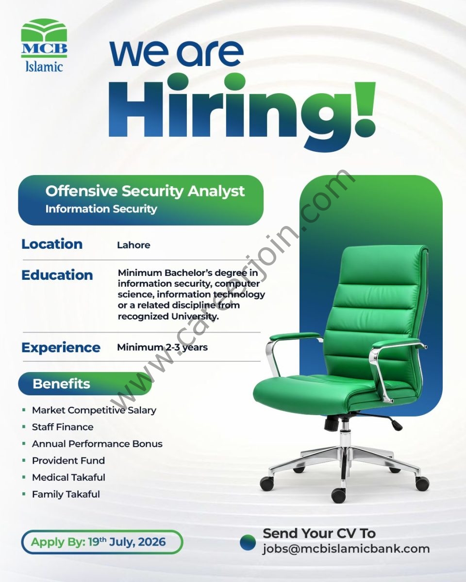 MCB Islamic Bank Limited Jobs Offensive Security Analyst 1