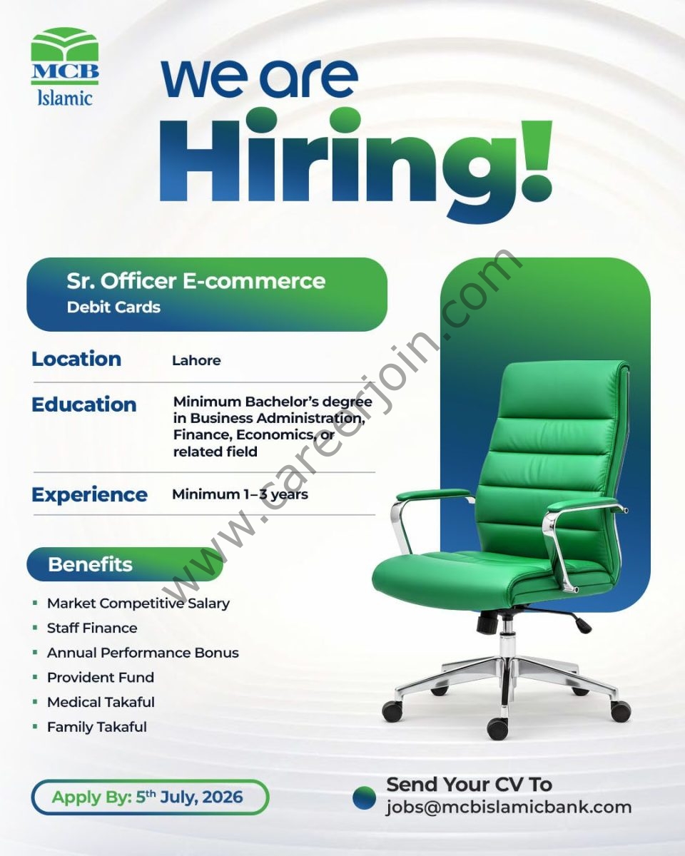 MCB Islamic Bank Jobs Sr Officer E-commerce Debit Cards 1