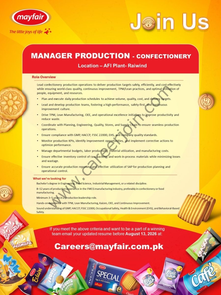 Mayfair Pakistan Jobs Manager Production Confectionery 1