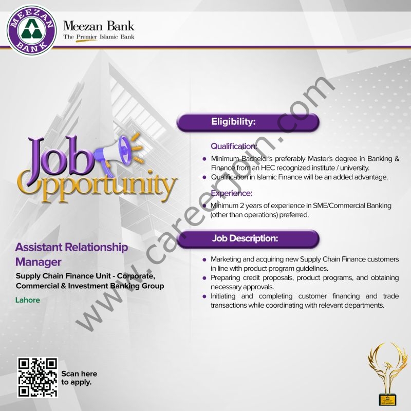 Meezan Bank Limited Jobs Assistant Relationship Manager 1