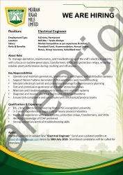 Mehran Sugar Mills Limited Jobs Electrical Engineer