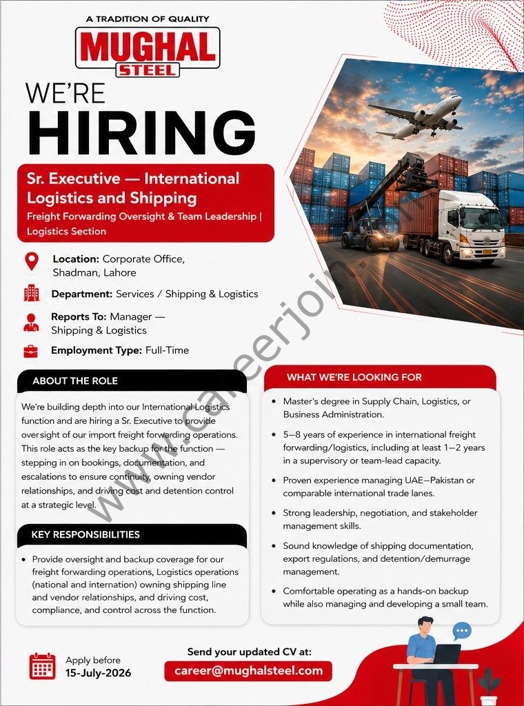 Mughal Steel Jobs July 2026 2