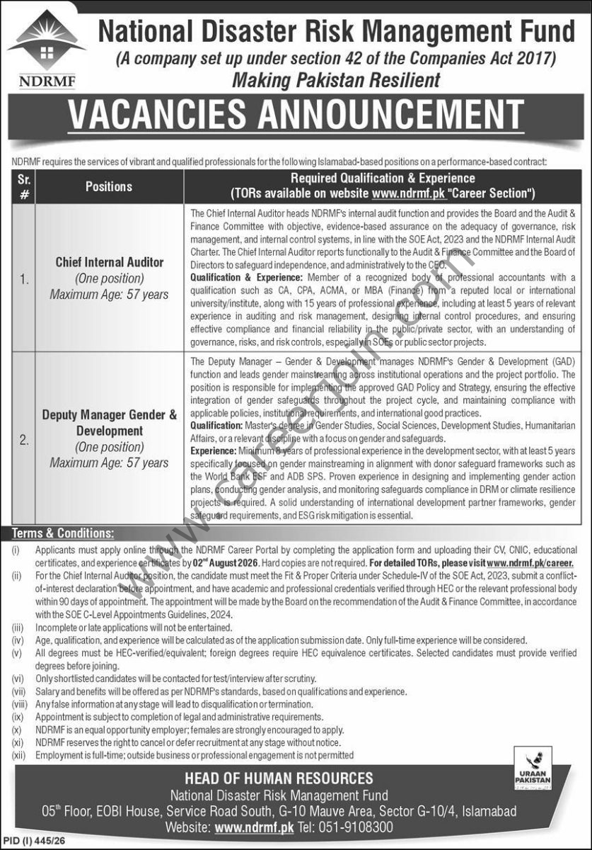 National Disaster Risk Management Fund NDRMF Jobs 19 July 2026 Express 1