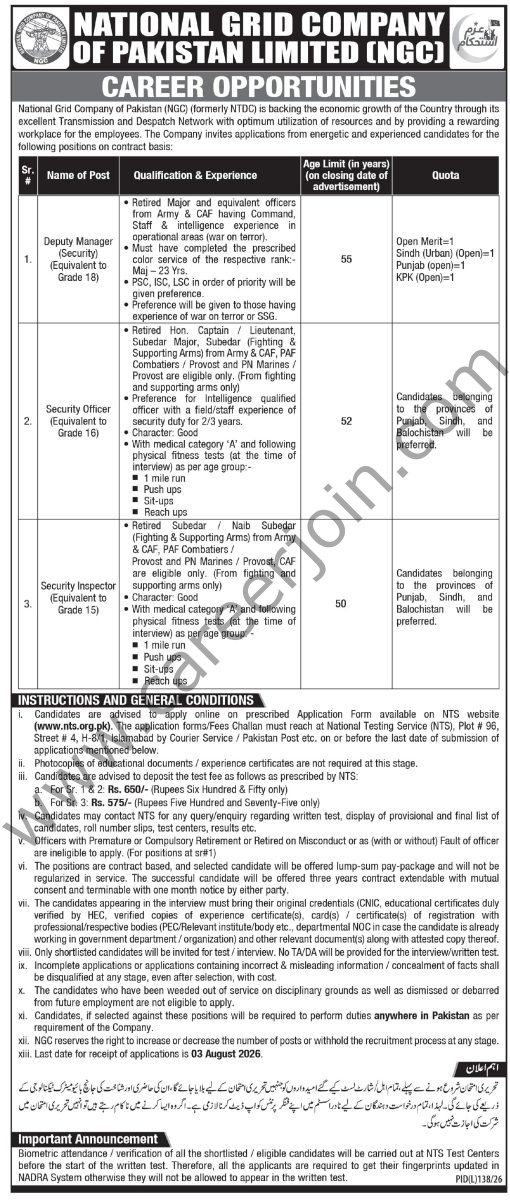 National Grid Co NGC Jobs 19 July 2026 Express Tribune 1