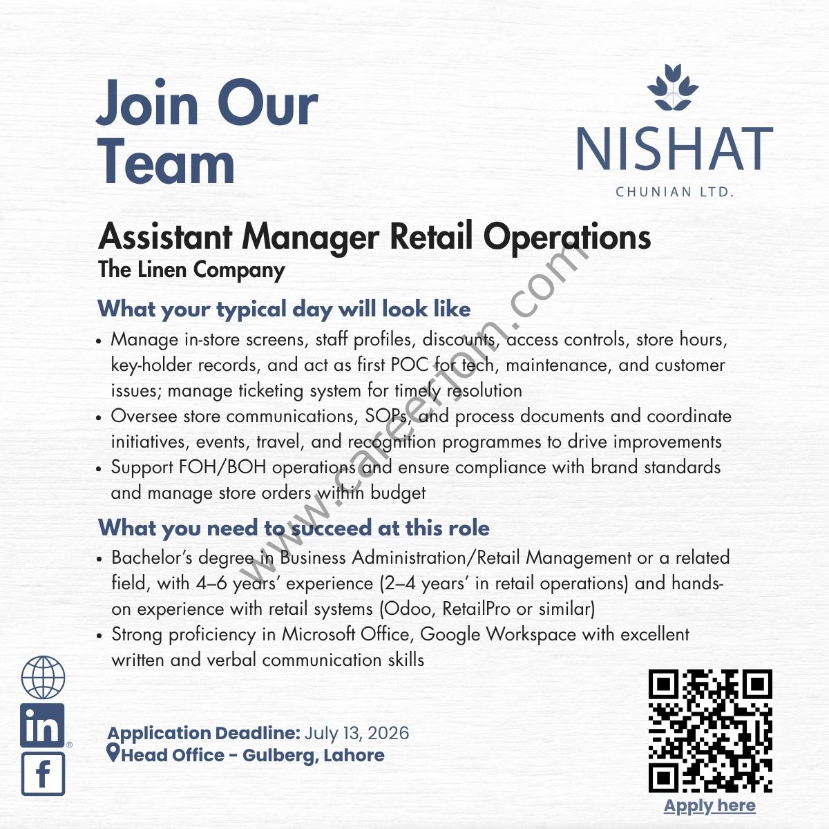 Nishat Chunian Limited Jobs July 2026 2