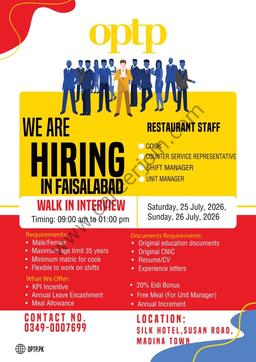 OPTP Jobs Restuarant Staff  1