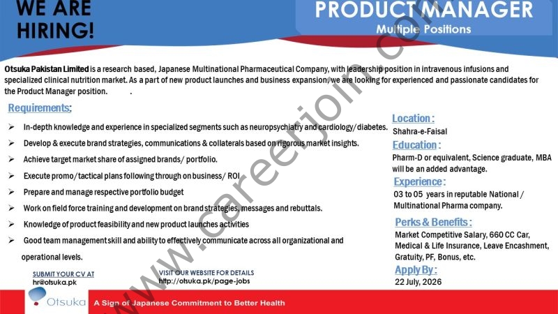 Otsuka Pakistan Limited Jobs Product Manager 1