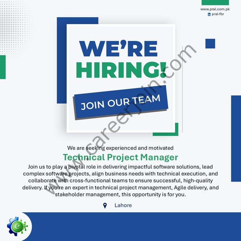 Pakistan Revenue Automation (Pvt) Ltd PRAL Jobs Technical Project Manager 1
