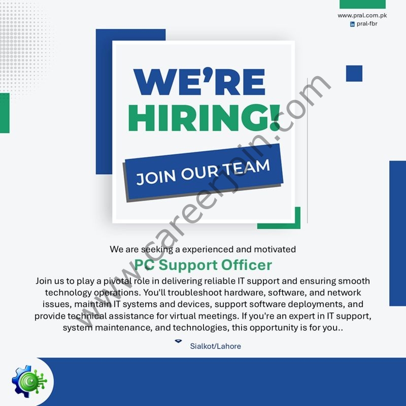 Pakistan Revenue Automation (Pvt) Ltd PRAL Jobs PC Support Officer 1