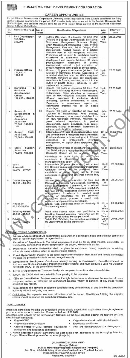 Punjab Mineral Development Corp Jobs 26 July 2026 Dawn 1