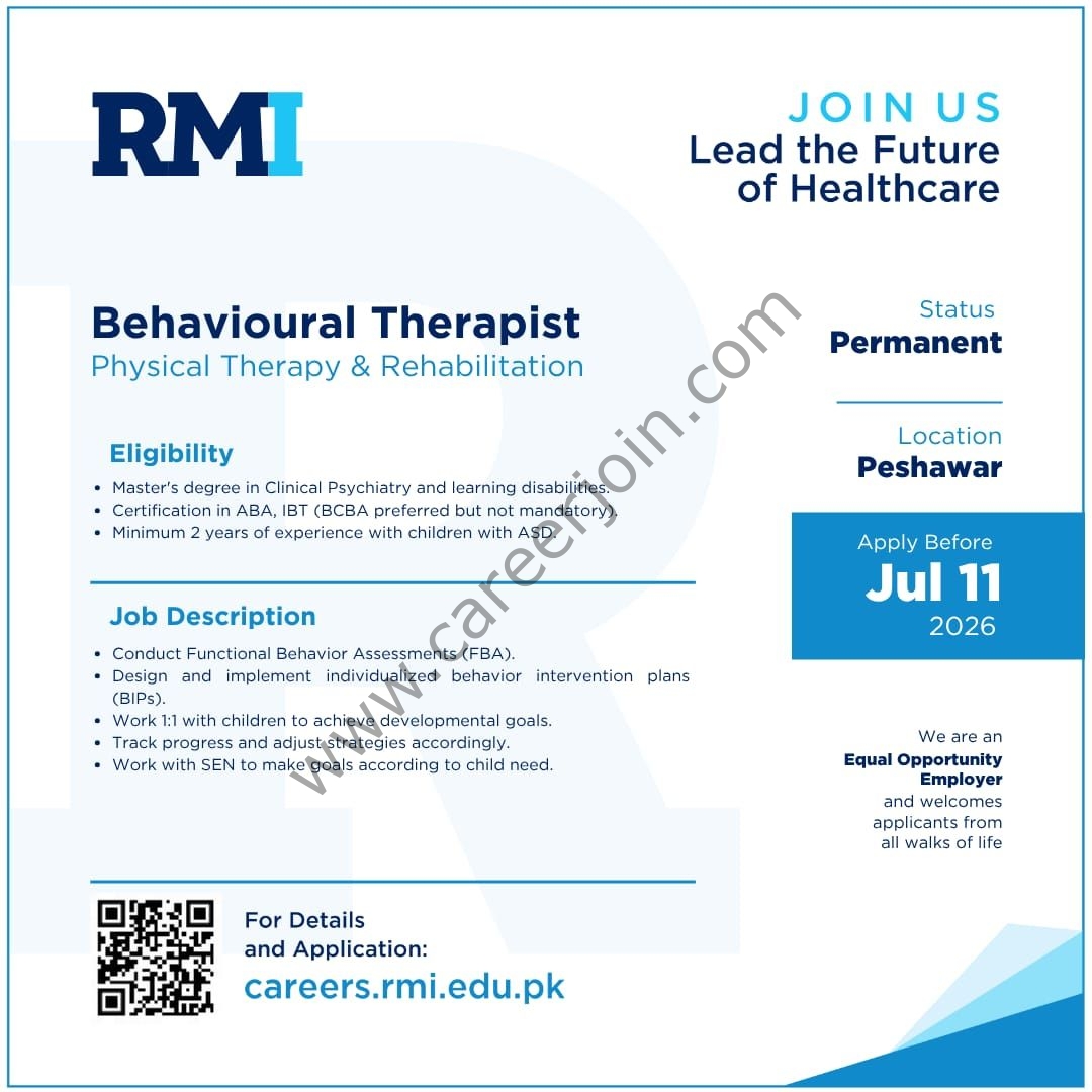 Rehman Medical Institute RMI Jobs Behavioural Therapist 1