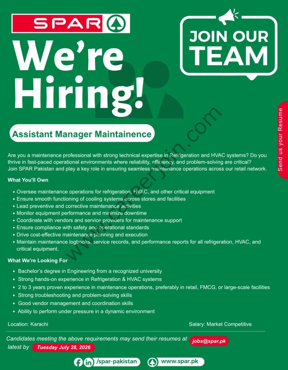 SPAR Pakistan Jobs Assistant Manager Maintenance 1
