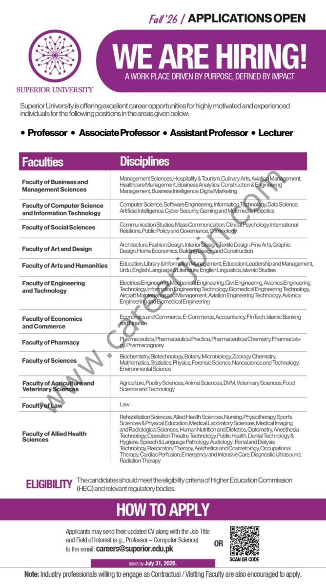 Superior University Jobs July 2026 1