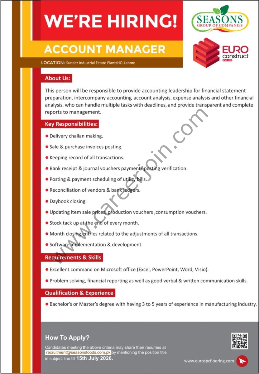 Seasons Group Of Companies Jobs Accounts Manager 1