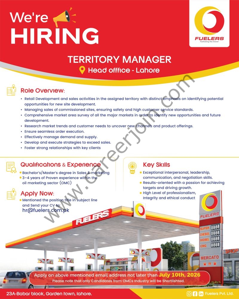 The Fuelers Pvt Ltd Jobs Territory Manager 1