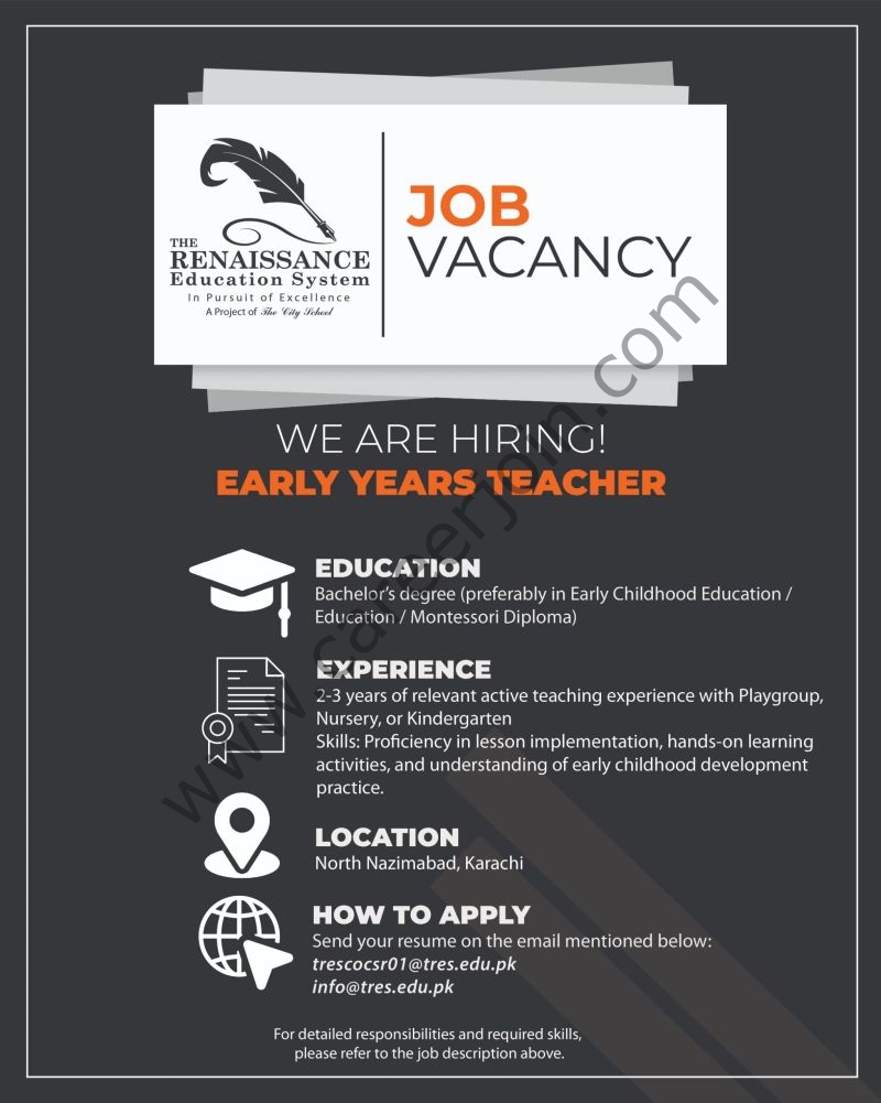 The Renaissance Education System (TRES) Jobs Early Years Teacher 1